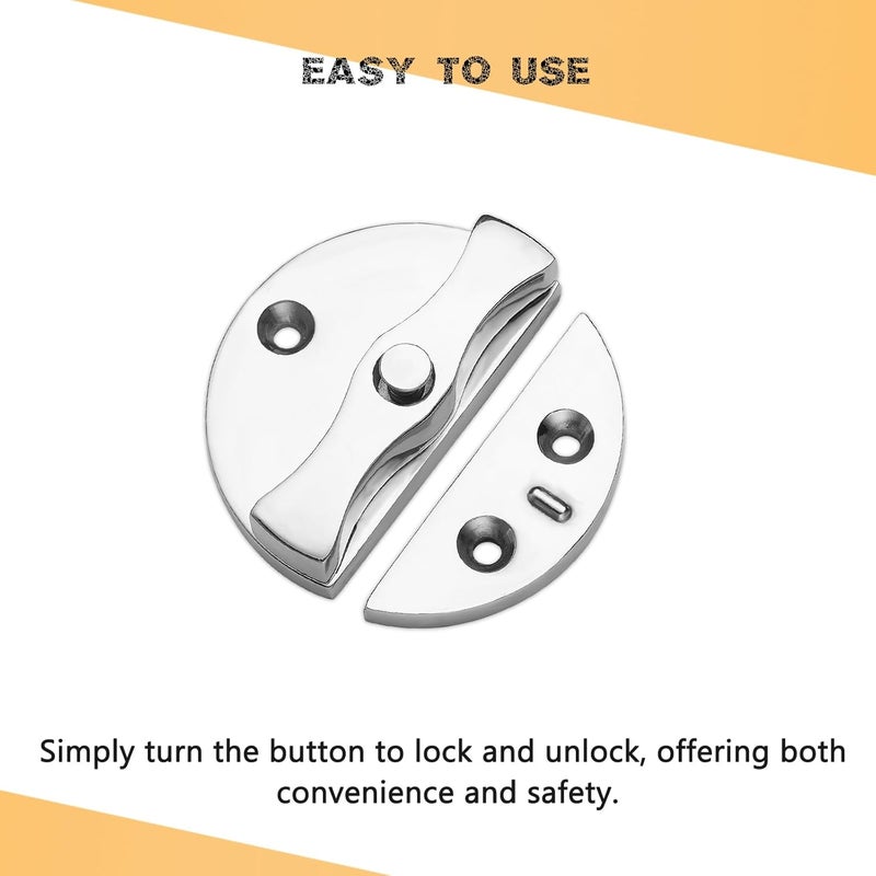 DIALESHU Heavy Duty Marine Boat Door Catch Latch 316 Stainless Steel, 1.69" (43 mm) Hatch Round Turn Button Twist Catch Latch with Screws(2-Pack) - Image 2
